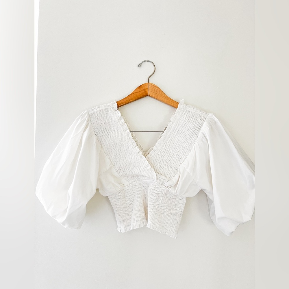 Abercrombie White Puff Sleeve Blouse